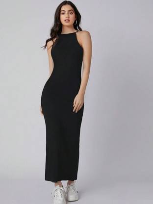 TANDUL Women Bodycon Black Maxi/Full Length Dress