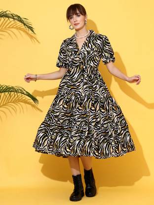 Honky Tonky Women A-line Multicolor Knee Length Dress