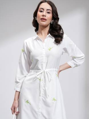 Tokyo Talkies Women Shirt White Midi/Calf Length Dress