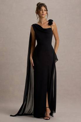 Traquila Women A-line Black Maxi/Full Length Dress