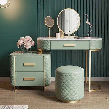 NG Decor Makeup Vanity Set Expandable Dressing Table with Cabinet Mirror & Stool Included Engineered Wood Dressing Table