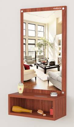 Madhuran Engineered Wood Dressing Wall Mirror Hanging Bedroom Classic Walnut Engineered Wood Dressing Table