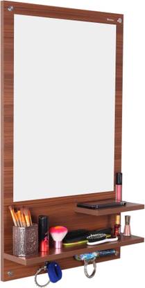 mahaakaay Wall Mount Dressing Mirror with Shelf | Engineered Wood Dressing Table