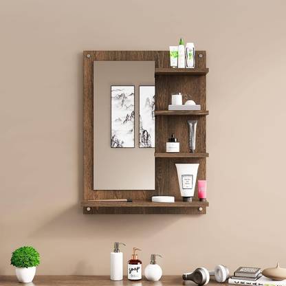 Hexa Red Engineered Wood Dressing Table with Mirror and Shelf Engineered Wood Dressing Table