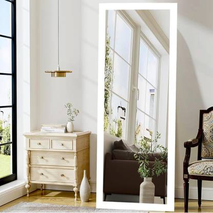 kaevion 5.25ft Full Length Water Proof PVC Wood Framed Wall Hanging Full Body Mirror Glass Dressing Table