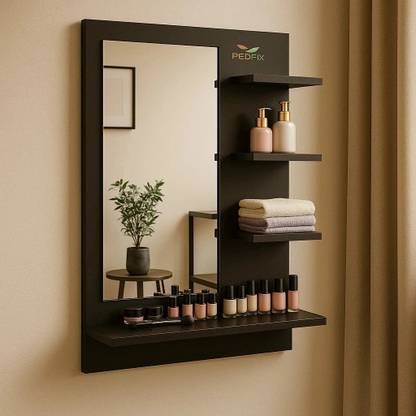 PEDPIX Dressing Table With Mirror/Dressing Wall Mirror with Shelves for Living/Bedroom Engineered Wood Dressing Table