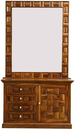 Furniture Mart Mirror Dressing Table with Drawer for Bedroom Solid Wood Dressing Table