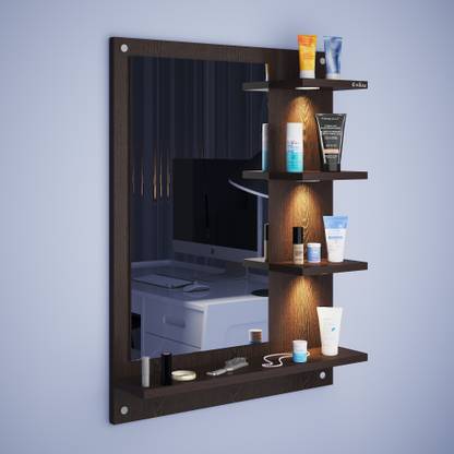 ANIKAA Ravis LED Light Dressing Table Wall Mounted Dressing Mirror Engineered Wood Dressing Table