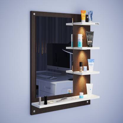 ANIKAA Ravis LED Light Dressing Table Wall Mounted Dressing Mirror Engineered Wood Dressing Table