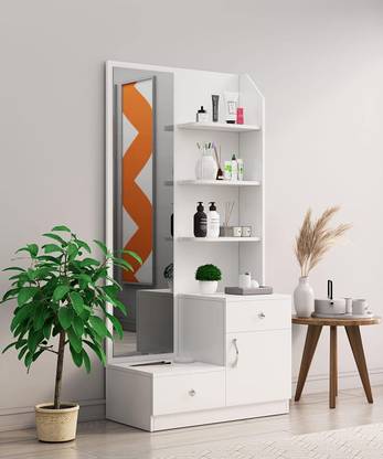 Hexa Red Dressing Table with Mirror and 2 Drawer With 1 Door Storage Shelf for Bedroom Engineered Wood Dressing Table