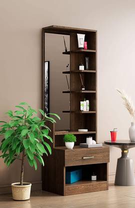 Hexa Red Engineered Wood Dressing Table with Mirror and Shelf Storage Engineered Wood Dressing Table
