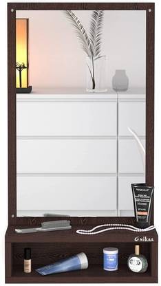 ANIKAA Space-Saving Wall Mount Dressing Mirror with Box Shelf for Living/Bedroom Engineered Wood Dressing Table