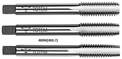TH1 Totem HSS Tap Set For Threading 4MM(4 X 0.7) Set Of 3 Pieces Silver Drill Bit Guage