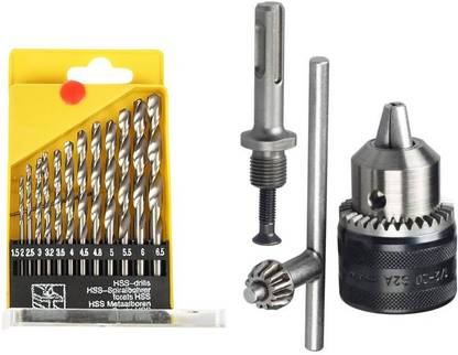 ISC Heavy Duty 13Mm Drill Chuck Size 1-13Mm Drill Chuck Sds Adaptor Key Set Female 1/2" 20 Unf 13mm HSS Drill Bits & Drill Chuck Set