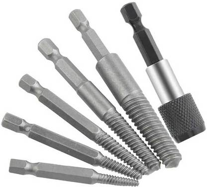 kts12 6 PCS Damaged Screw and Broken Bolt Extractor Set with 1/4 Quick Change Arbors Tool Kit Screw Stud Remover
