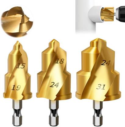 AASONS 3 pc 1/4 Inch Hex Shank Expanding Hole Opener 15-19mm, 18-24mm, 24-31mm AASONSPPR Water Pipe,Expansion Repair Drill Bit