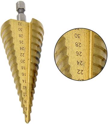 kts12 Hex Titanium Step Cone Drill Bit Hole Cutter 4-32MM from HSS and with titanium to reduce friction and heat, high-rigidity