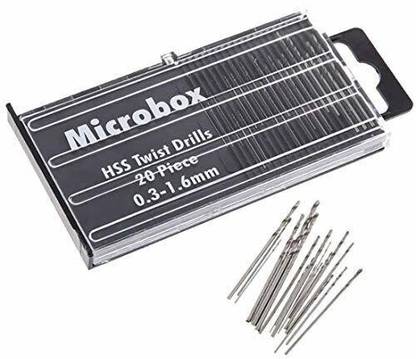 AASONS 20 pcs Micro HSS DBS Heavy Duty Professional Used 0.3-1.6mm Shank Micro Twist Drill Bit Set
