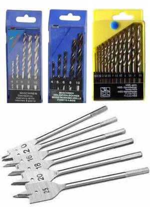 Digital Craft 13pcs 1.5-6.5mm HSS Twist Drill Bit Set 5pcs Masonry Drill Bits 6pcs Flat Wood Drill Bit Set Hex Shank Boring Bit For Wood 5 piece wood drill
