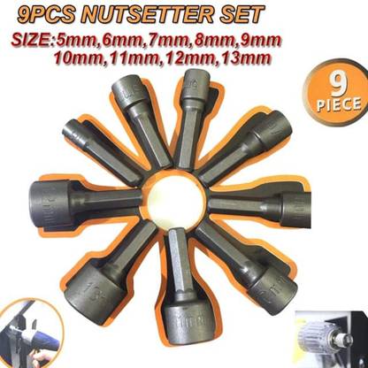 uptodatetools Socket Nut Setters Driver Bits Nutsetter Set Hex Shank Fits Quick Chucks Bits Extension and Bit Driver Hand Tools