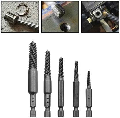AS TOOL CENTER Damaged Screw Extractor Set 5Pcs 1/4 inch Shank Screw Remover for Industry use