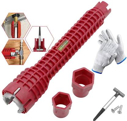 AS TOOL CENTER Wrench Faucet And Sink Installer 8-In-1,Multi-Purpose Faucet Sink Installer Multi Tools Pipe Wrench Double Sided Pipe Wrench