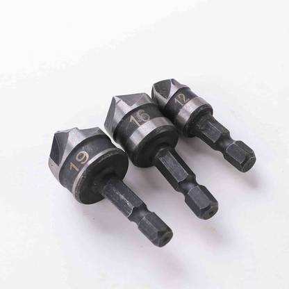 NITYA 1/4-Inch Power Drill Bit Bore Set Of 3 For Wood Plastic And Soft Metal 12,16 & 19mm