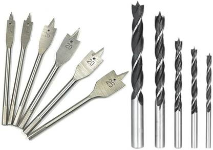 Kshivi Combo Of 6 Pcs Flat Drill Bits and 5 Pcs Woodworking Drill Bit Set for Wood Power & Hand Tool Kit