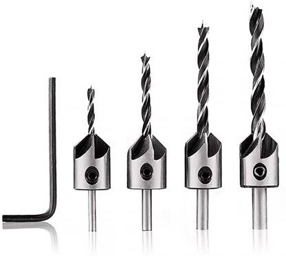 BANISTROKES COUNTERSINK DRILL BIT SET (3MM TO 6MM) 5PCS Brad point woodworking bit set 5 IN 1 DRILL BIT SET