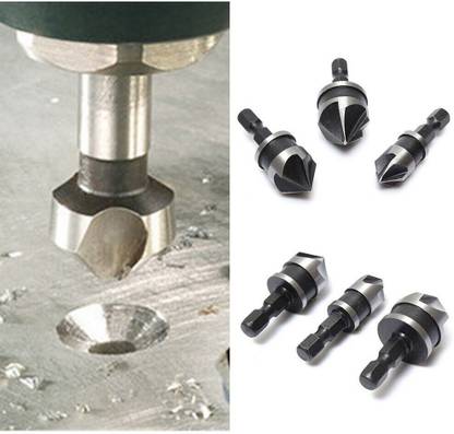 AS TOOL CENTER Countersink Drill Bit Set 5 Flute 90° Chamfer 3pcs Countersunk Screws