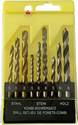 Inditrust 9pc Drill Bits Set I 3 Wall, 3 Wood, 3 Metal Bits, For Wall Wood Metal Plastic