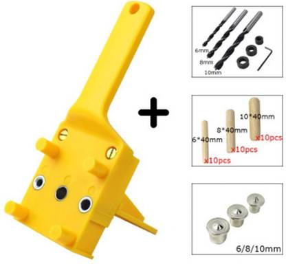 BNF Handheld Dowel Jig Woodworking Self Centering Dowelling Jig 41pcs' Handheld Dowel Jig Woodworking Self Centering Dowelling Jig 41pcs Paddle Bits
