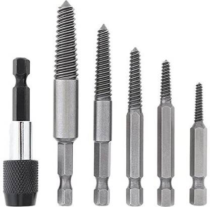 AS TOOL CENTER Stripped Screw Extractor - 5Pcs HSS Easy Out Broken Bolt Extractor Kit