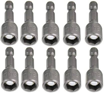 AS TOOL CENTER 8Mm 5/16 Socket Adapter Drill Bit|Nut Driver Set 1/4 Inch Hex For Power Tools, 10-Piece