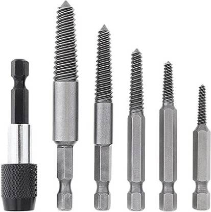 AS TOOL CENTER 5pcs HSS Easy Out Broken Bolt Extractor Kit Allows the bolt remover to work with rusted, cracked, damaged or stripped screws