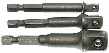 NITYA 3pc Power Extension Bar Hex Shank Socket Adapter Drill Bit Set 1/4" 3/8" 1/2"