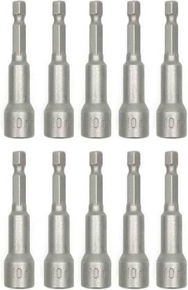 uptodateprouducts 10Pcs 10mm Nut Driver Bit Socket Adapter Hex Shank Extension Drill Bit Hex Bit Magnetic 10Pcs