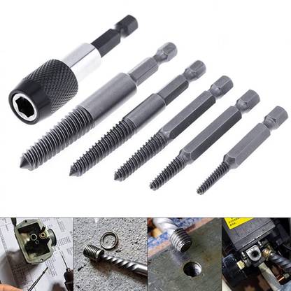 NITYA 6 PCS Damaged Screw and Broken Bolt Extractor Set with 1/4 Quick Change Arbors Tool Kit Fine Thread Bad Screw Stud Remover