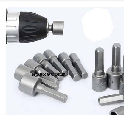 KMECOMM Made of high quality material 9pcs 5 To 13mm Hexagonal Shank Hex Nut Socket 1/4" Screw Metric Driver Tool Set