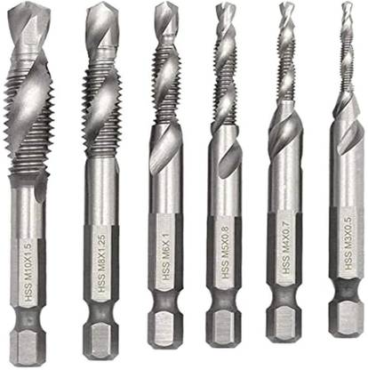 SERPLEX Machine Screw Tap Set HSS Titanium Spiral Flute Drill Taps Metric