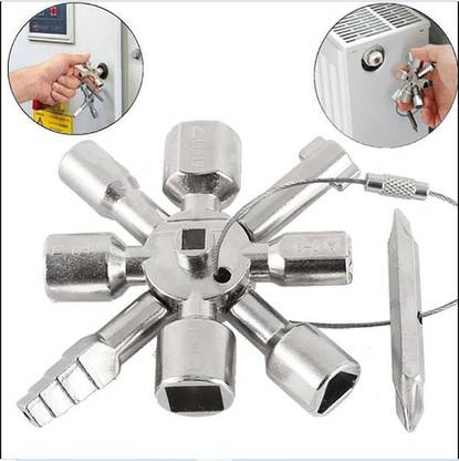 AS TOOL CENTER 10 In 1 Cross Switch Plumber Key Wrench Universal Triangle Keys Tools