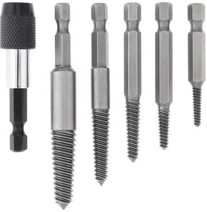 h9 6pcs/Set Hex Shank Broken Screw Extractor With Extension Screw Holder Pistol Grip Drill