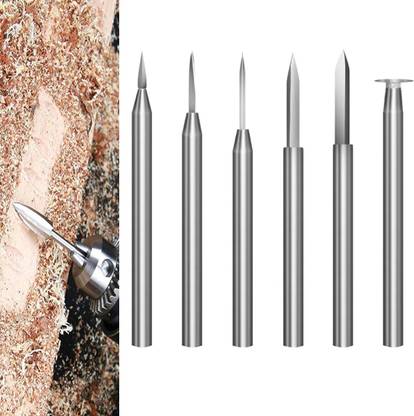 SERPLEX Stainless Steel Carving Drill Bit Detailing Engraving Bits Rotary Carving Bits 6Pcs Carving Bits Detail Carving Bits for Dremel Rotary Tool Engraving Bit Brad Points Set