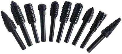 A AND S TOOLS 10pcs/set Carpentry Metal Wolf Tooth Stick Rasp Burr Rotating Files for Electric Grinding Head Grinding Too
