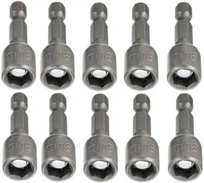 uptodatetools Hex Magnetic Power 8mm 5/16 Socket Adapter Drill Bit Nut Driver Set 1/4 inch Hex for Power Tools, 10-Piece
