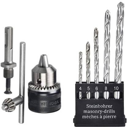 RanPra Combo of 13mm Drill Chuck with SDS Adapter | Includes 5-Piece Drill Bit Set