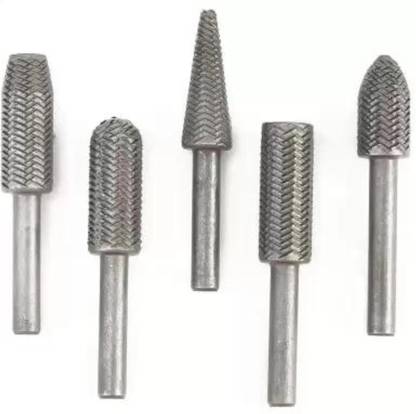 BANISTROKES Dremel Shank Burs Tools Cutting Tool Black 5Pcs - Silver 5pcs/set High Speed Steel Burr Drill Bit Set Wood Carving Rasps