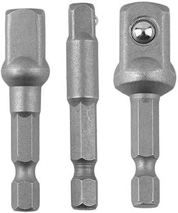 AS TOOL CENTER 3PCS Set 1/4" 3/8" 1/2" | Impact Grade Socket Adapte Hex Shank Adapter Drill Nut Driver | Power Extension Bit Set for Drills (3PCS)