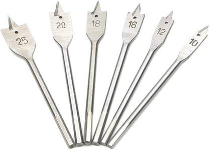 REIOENT HAEVY QUALITY Steel 6Pcs Flat Drill Bit Set for Wood Steel Flat Drill Bit Set for Wood