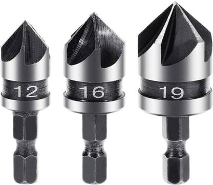RAJry 3 Pieces 12, 16, 19 MM Countersink Power Drill Bit Bore Set For Wood Specially